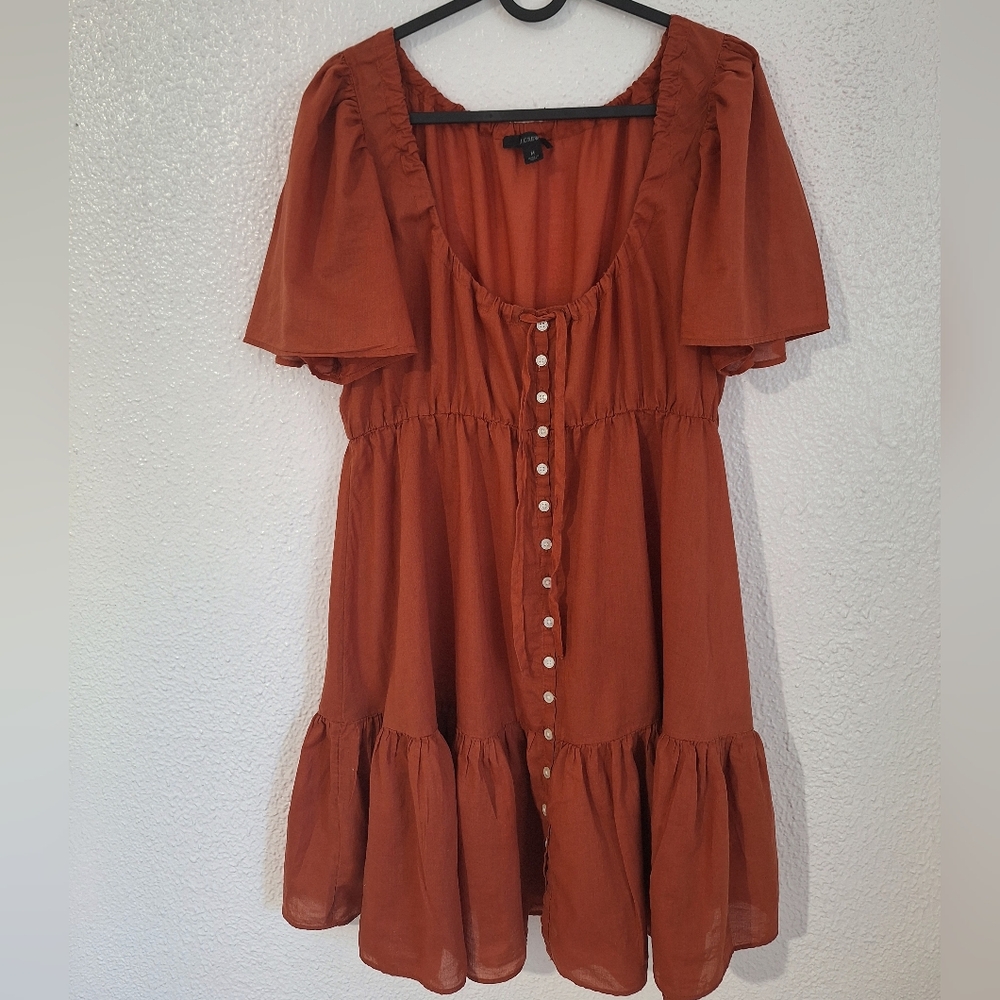 J. Crew Factory Terracotta Midi Dress with Buttons